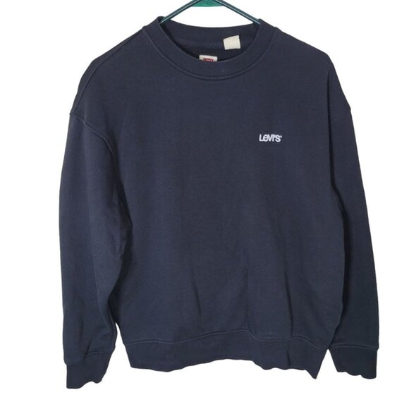 Levis Black Crewneck Pullover Sweatshirt Mens Small Basic Embroidered Relaxed - Picture 6 of 7